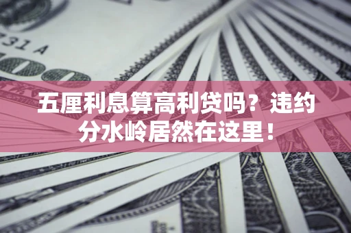 武汉五厘利息算高利贷吗？违约分水岭居然在这里！